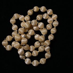 VNTG 1950’s SILK THREAD WRAPPED BEADED NECKLACE IN PASTEL YELLOW